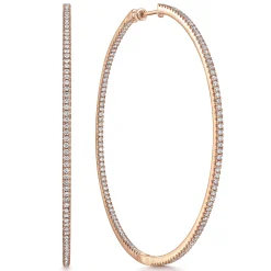 Online Gabriel & Co. 14K Rose Gold French Pave 80mm Round Inside Out Diamond Hoop Earrings