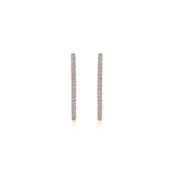 New Gabriel & Co. 14K Rose Gold French Pave 30mm Round Inside Out Diamond Hoop Earrings