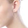 Sale Gabriel & Co. 14K Rose Gold French Pave 30mm Round Inside Out Diamond Hoop Earrings