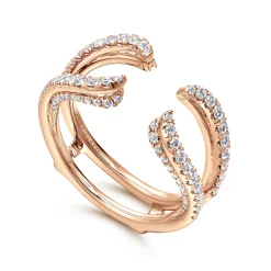 Clearance Gabriel & Co. 14K Rose Gold French Pave Set Diamond Ring Enhancer - 0.6 ct