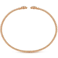 Gabriel & Co. 14K Rose Gold Open Bangle with Pave Diamond Circles