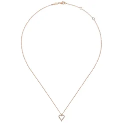 New Gabriel & Co. 14K Rose Gold Pave Diamond Open Heart Necklace