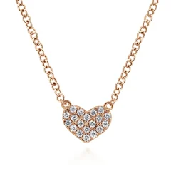 Clearance Gabriel & Co. 14K Rose Gold Pave Diamond Pendant Heart Necklace
