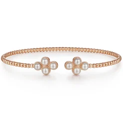Clearance Gabriel & Co. 14K Rose Gold Pearl Bujukan Open Bangle