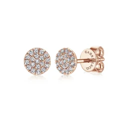 Clearance Gabriel & Co. 14K Rose Gold Round Cluster Diamond Stud Earrings