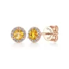Online Gabriel & Co. 14k Rose Gold Round Halo Citrine and Diamond Stud Earrings