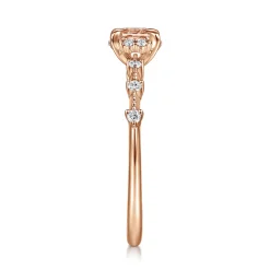Discount Gabriel & Co. 14K Rose Gold Round Morganite and Diamond Halo Ring