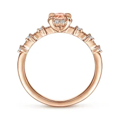 Discount Gabriel & Co. 14K Rose Gold Round Morganite and Diamond Halo Ring