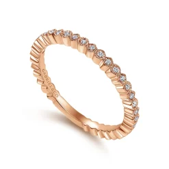 Hot Gabriel & Co. 14K Rose Gold Scalloped Stackable Diamond Band Ring