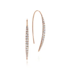 Sale Gabriel & Co. 14K Rose Gold Tapered Diamond Fish Wire Drop Earrings