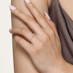 Discount Gabriel & Co. 14K Rose Gold Twisted Diamond Stackable Ring