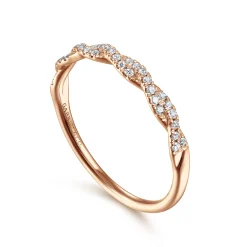 Discount Gabriel & Co. 14K Rose Gold Twisted Diamond Stackable Ring