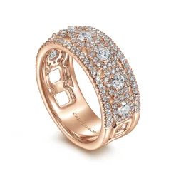 New Gabriel & Co. 14K Rose Gold Wide Diamond Anniversary Band - 1.05 ct