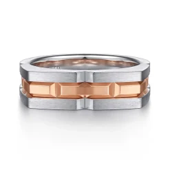 Best Gabriel & Co. 14K Rose-White Gold Angular Ring in Satin Finish