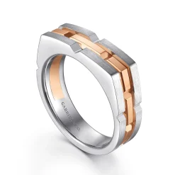 Best Gabriel & Co. 14K Rose-White Gold Angular Ring in Satin Finish