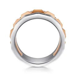 Online Gabriel & Co. 14K Rose-White Gold Wide Faceted Ring in High Polished Finish