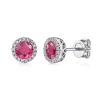 Online Gabriel & Co. 14K W.Gold Ruby Dia Halo Stud Earrings