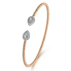 Online Gabriel & Co. 14K White and Rose Gold Diamond Pear Shape Bujukan Bangle