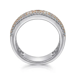 Clearance Gabriel & Co. 14K White and Rose Gold Wide Diamond Anniversary Ring - 1.75 ct