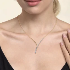 New Gabriel & Co. 14K White and Yellow Gold Bujukan Beads and Diamond Y Necklace