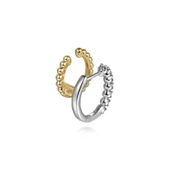 Gabriel & Co. 14K White and Yellow Gold Bujukan and Diamond Stuggies Earrings