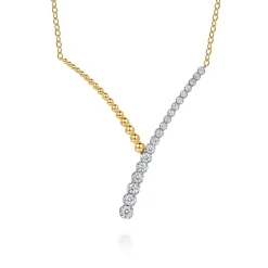 Online Gabriel & Co. 14K White and Yellow Gold Bujukan Beads and Diamond Y Necklace