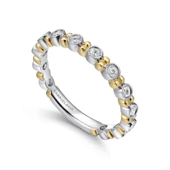 Outlet Gabriel & Co. 14K White and Yellow Gold Bujukan Diamond Stackable Ring