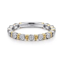 Outlet Gabriel & Co. 14K White and Yellow Gold Bujukan Diamond Stackable Ring