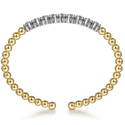 New Gabriel & Co. 14K White and Yellow Gold Bujukan Diamond Cluster Split Bangle Bracelet