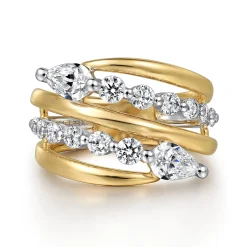 Outlet Gabriel & Co. 18K White and Yellow Gold Diamond Bypass Ladies Ring