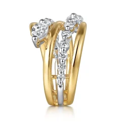 Outlet Gabriel & Co. 18K White and Yellow Gold Diamond Bypass Ladies Ring