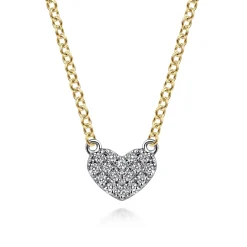 Clearance Gabriel & Co. 14K White and Yellow Gold Diamond Heart Pendant Necklace