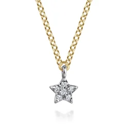 Sale Gabriel & Co. 14K White and Yellow Gold Diamond Star Pendant Necklace