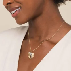 New Gabriel & Co. 14K White and Yellow Gold Diamond Heart Angel Wing Pendant Necklace