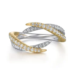 Sale Gabriel & Co. 14K White and Yellow Gold Diamond Bypass Ladies Ring