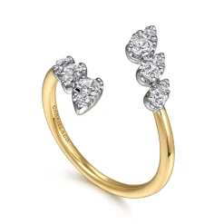 Best Gabriel & Co. 14K White and Yellow Gold Diamond Bypass Ladies Ring