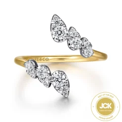 Best Gabriel & Co. 14K White and Yellow Gold Diamond Bypass Ladies Ring