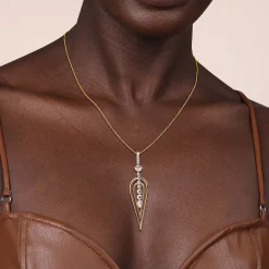 Clearance Gabriel & Co. 18K White and Yellow Gold Diamond Drop Pendant Necklace