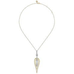 Clearance Gabriel & Co. 18K White and Yellow Gold Diamond Drop Pendant Necklace