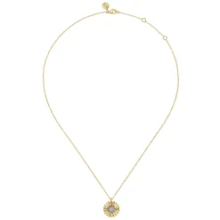 New Gabriel & Co. 14K White and Yellow Gold Diamond Cut Pendant Necklace