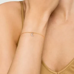 New Gabriel & Co. 14K White and Yellow Gold Diamond Moon Shape Charm Bracelet