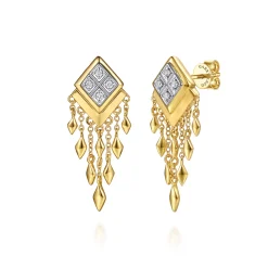 Outlet Gabriel & Co. 14K White and Yellow Gold Diamond Drop Chandelier Earrings