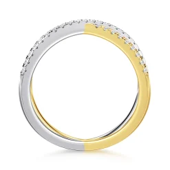 Hot Gabriel & Co. 14K White and Yellow Gold Diamond Criss Cross Ring