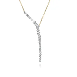Gabriel & Co. 14K White and Yellow Gold Diamond Y Knots Necklace