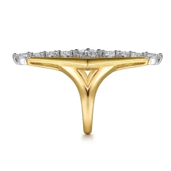 New Gabriel & Co. 18K White and Yellow Gold Diamond Elongated Diamond Shape Ladies Ring