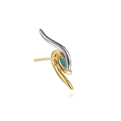 Hot Gabriel & Co. 14K White and Yellow Gold Diamond and Pear Blue Topaz Bypass Stud Earrings