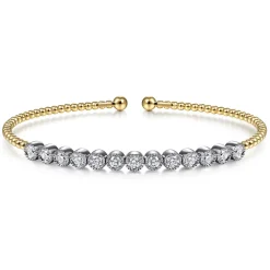 Gabriel & Co. 14K White and Yellow Gold Diamond Bangle