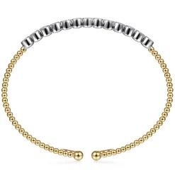 Gabriel & Co. 14K White and Yellow Gold Diamond Bangle