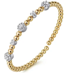 New Gabriel & Co. 14K White and Yellow Gold Diamond Station Bujukan Split bangle