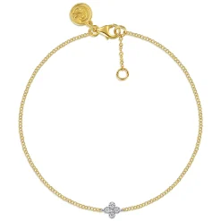 Hot Gabriel & Co. 14K White and Yellow Gold Diamond Clover Bracelet
